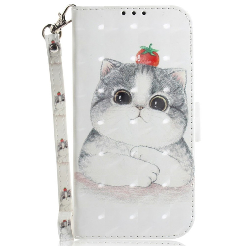 Funda Realme 14 5G Gato y fresa con colgante