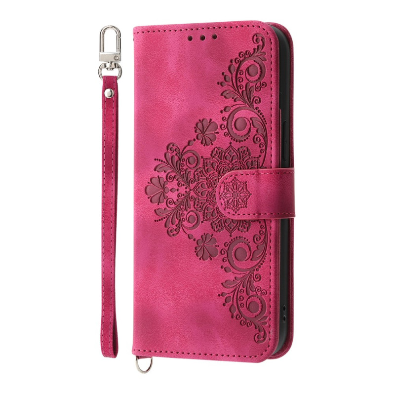 Realme 14 Pro Plus 5G Funda de Encaje Efecto Gamuza con Colgante
y Bandolera