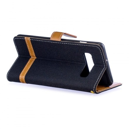 Funda de tela y efecto cuero para Samsung Galaxy S10 Plus con colgante