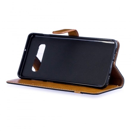 Funda de tela y efecto cuero para Samsung Galaxy S10 Plus con colgante
