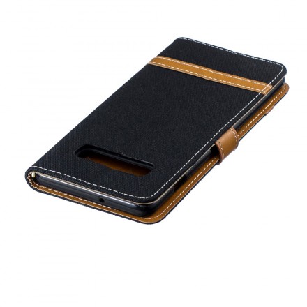 Funda de tela y efecto cuero para Samsung Galaxy S10 Plus con colgante