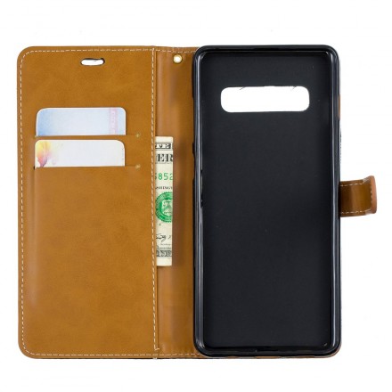 Funda de tela y efecto cuero para Samsung Galaxy S10 Plus con colgante