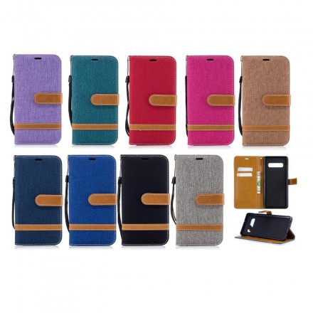 Funda de tela y efecto cuero para Samsung Galaxy S10 Plus con colgante
