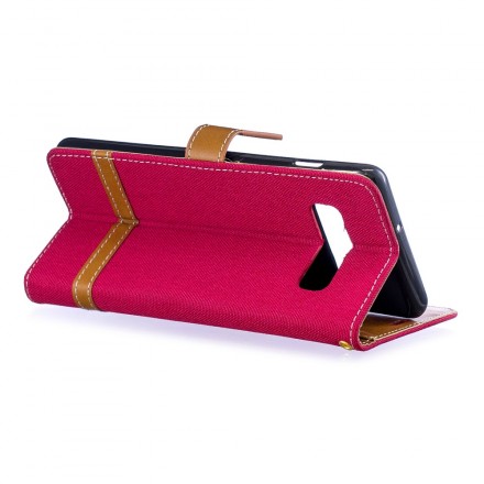 Funda de tela y efecto cuero para Samsung Galaxy S10 Plus con colgante