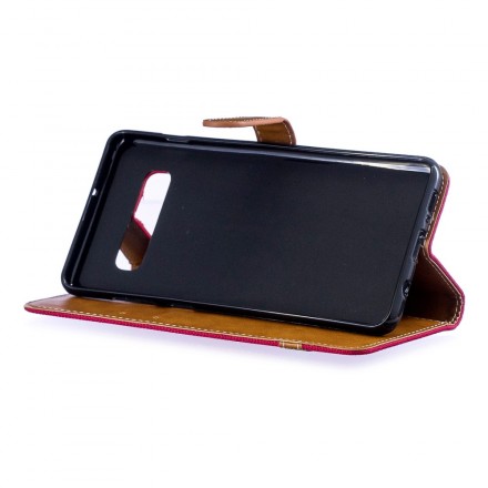 Funda de tela y efecto cuero para Samsung Galaxy S10 Plus con colgante