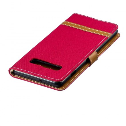 Funda de tela y efecto cuero para Samsung Galaxy S10 Plus con colgante