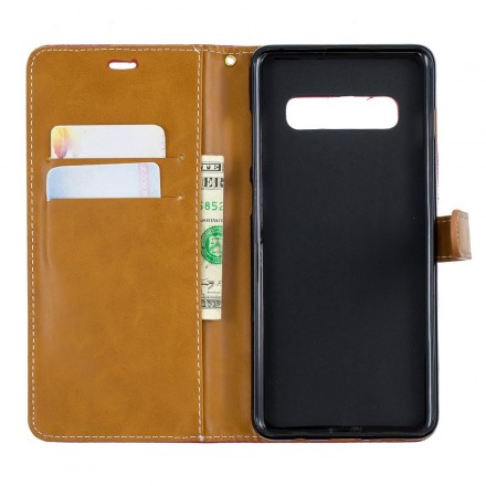 Funda de tela y efecto cuero para Samsung Galaxy S10 Plus con colgante