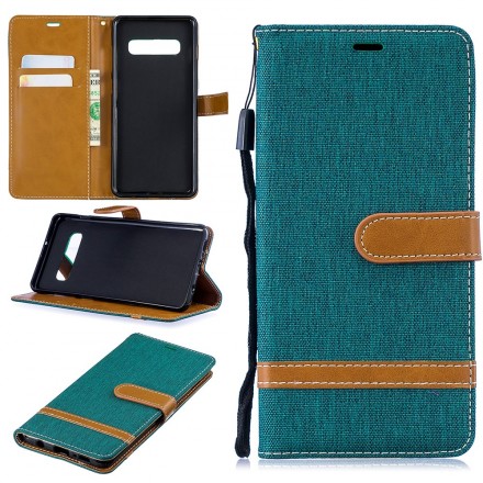 Funda de tela y efecto cuero para Samsung Galaxy S10 Plus con colgante