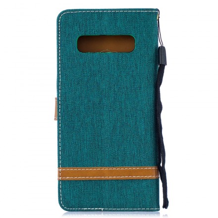 Funda de tela y efecto cuero para Samsung Galaxy S10 Plus con colgante