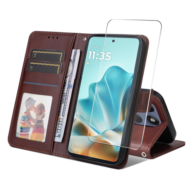 Funda Motorola Edge 60 / 60 Fusion Wallet con protector de pantalla de cristal templado