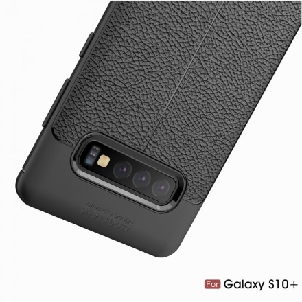 Funda de piel Samsung Galaxy S10 Plus efecto lichi doble línea