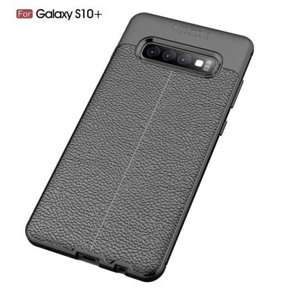 Funda de piel Samsung Galaxy S10 Plus efecto lichi doble línea