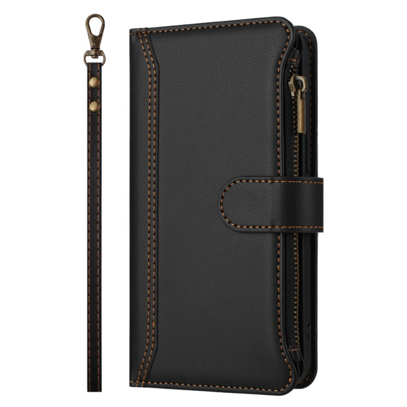 Housse Samsung Galaxy S25 Edge Portefeuille 9 Porte-Cartes et Lanière