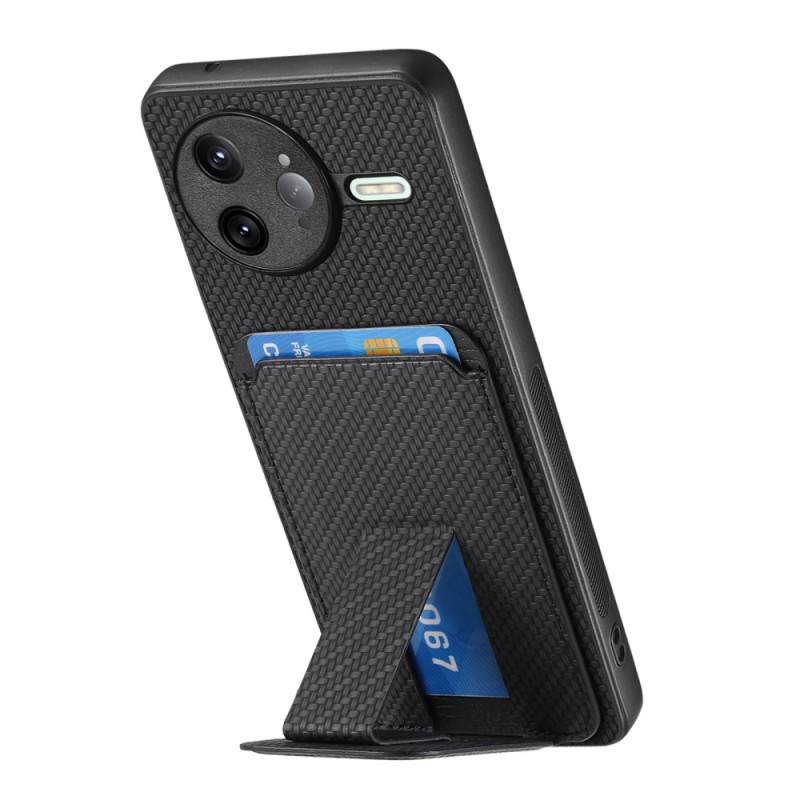 Funda Poco F7 Ultra 5G de fibra de carbono con tarjetero y soporte integrado