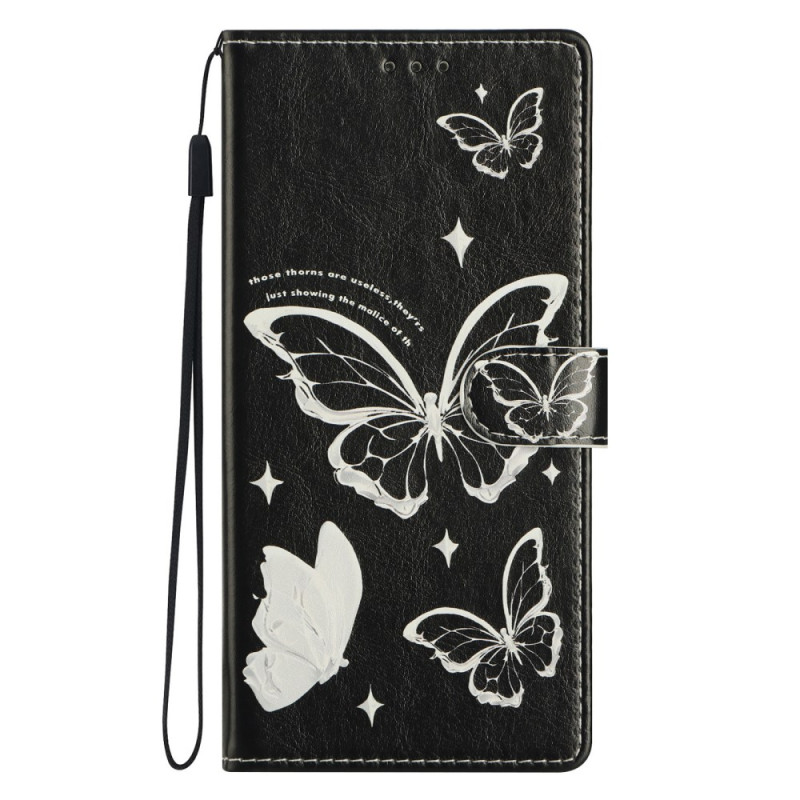 Honor Magic 7 Lite / X9c Funda Blanco y Negro Mariposas