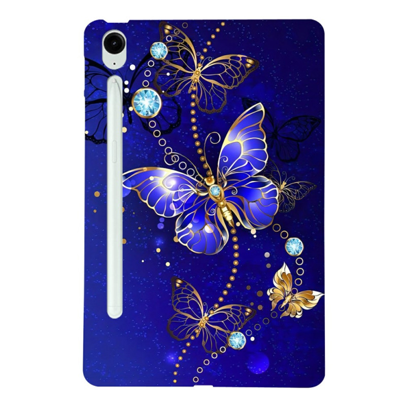 Samsung Galaxy Tab S10 FE Plus Funda Mariposas Azul y Oro