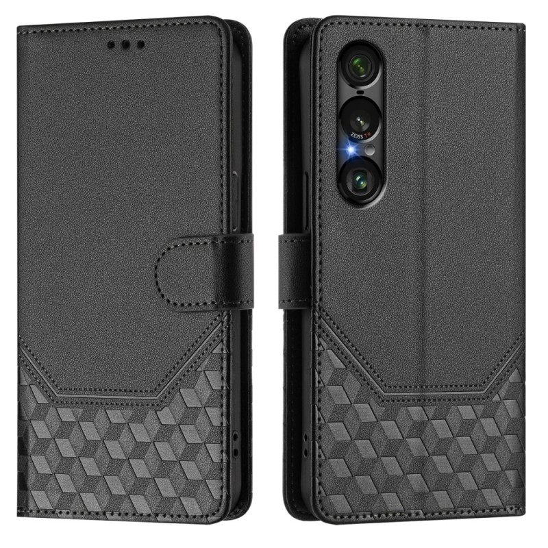 Sony Xperia 1 VII Funda Protección RFID Patrón nido de abeja