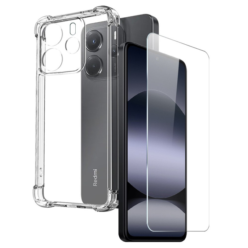 Xiaomi Redmi Note 14 4G Funda Transparente con Protector de Pantalla de Cristal Templado
