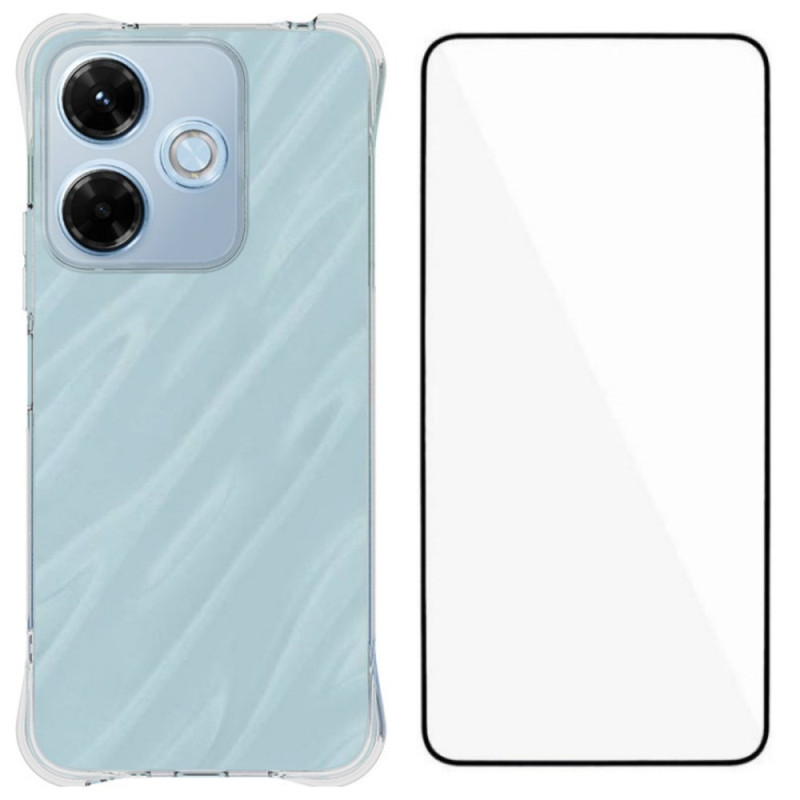 Xiaomi Redmi 13X Funda
reforzada transparente con protector de pantalla de cristal templado