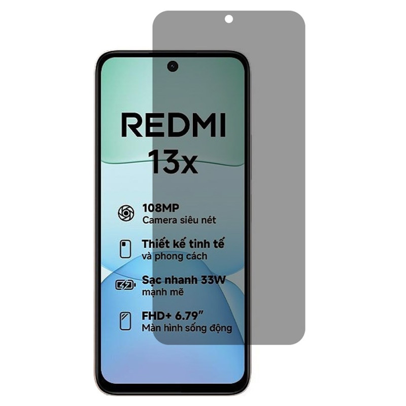 Anti-Spion Protección de cristal templado
para Xiaomi Redmi 13X pantalla
