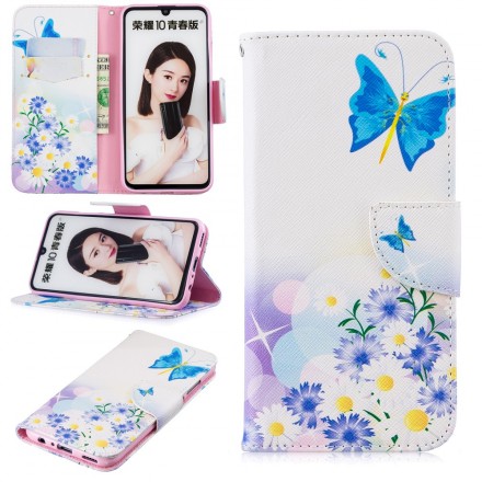 Funda Honor 10 Lite / Huawei P Smart 2019 Mariposas y flores pintadas