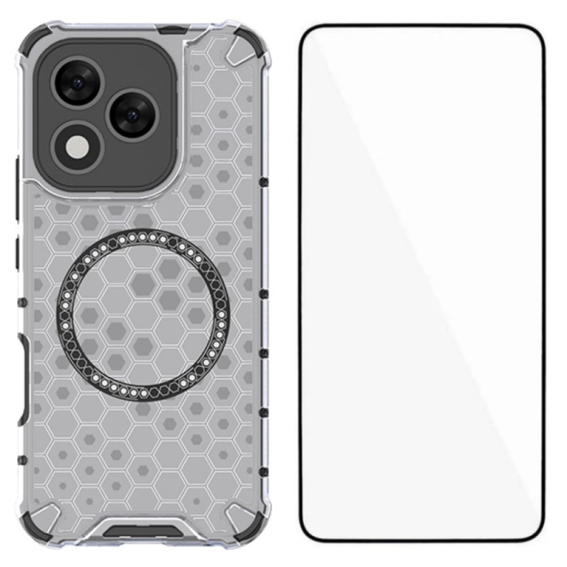 Honor 400 Lite Compatible MagSafe Honeycomb Funda con Protector de Pantalla