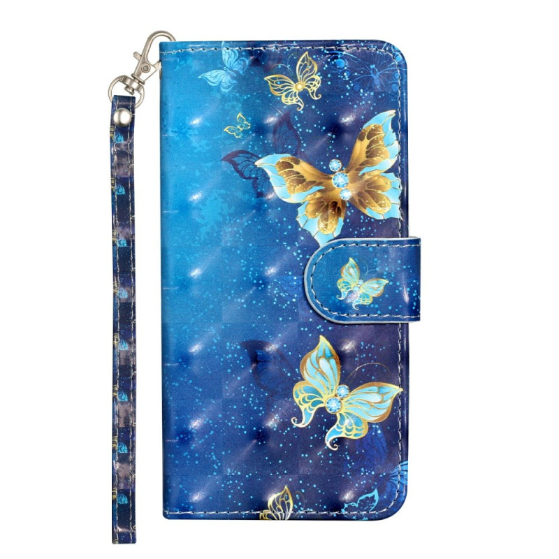 Honor 400 Lite Funda Mariposa Azul y Dorada