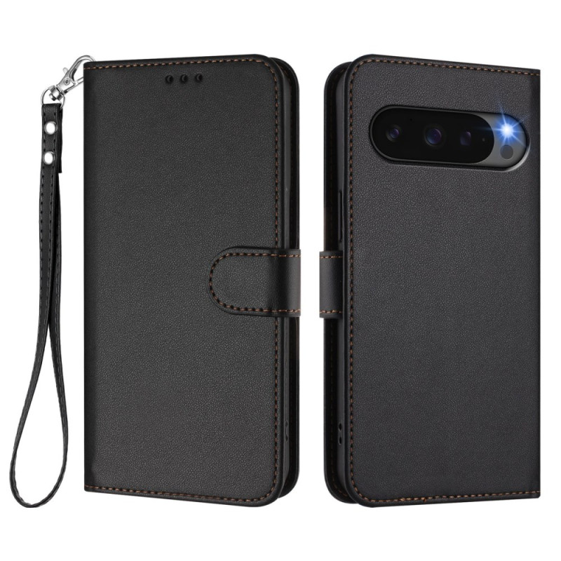 Funda Google Pixel Pro XL de piel sintética lisa con colgante