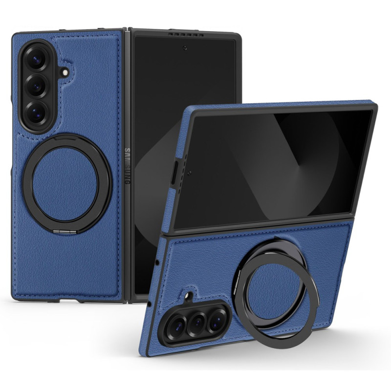 Samsung Galaxy Z Fold 7 Funda compatible MagSafe efecto piel con anillo de soporte giratorio 360