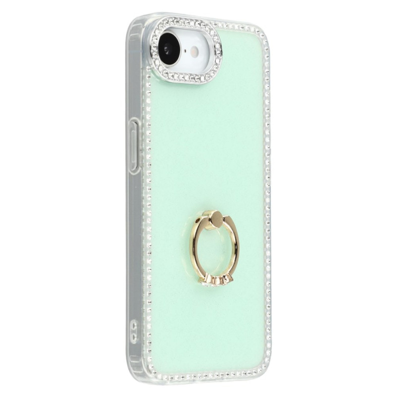 Funda rígida iPhone 16E Anillo-soporte y borde Strass