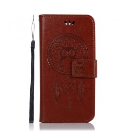 Sony Xperia 1 funda de cuero efecto búho Dreamcatcher