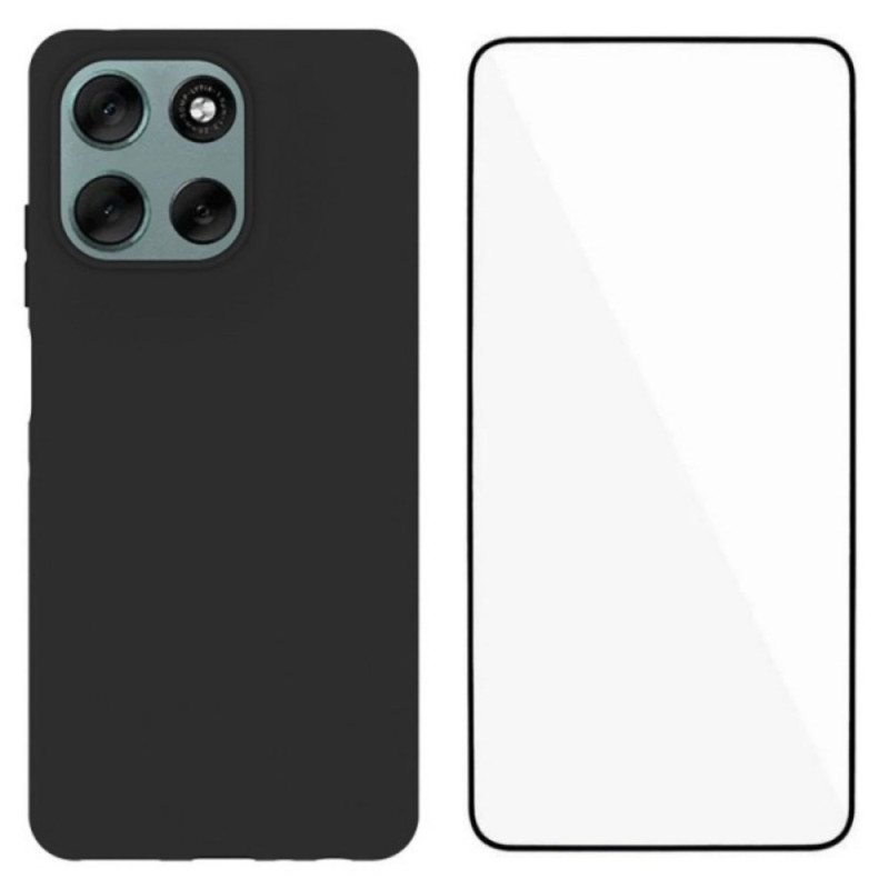 Moto G56 5G Funda de silicona con protector de pantalla de cristal templado