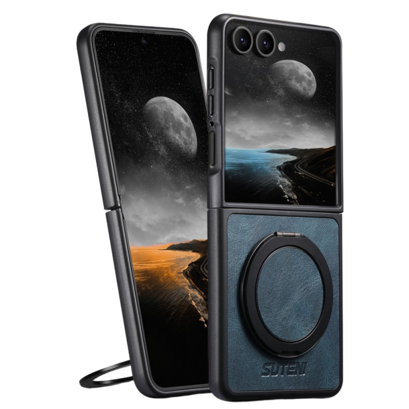Samsung Galaxy Z Flip 7 Funda Compatible MagSafe Efecto Cuero SUTENI Anillo-Soporte