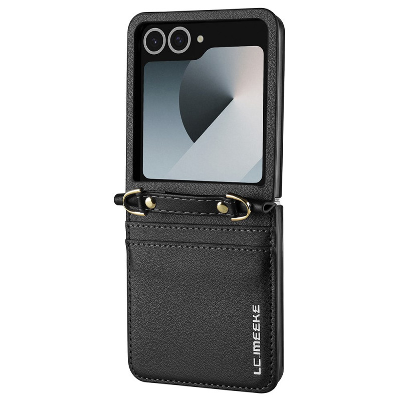 Samsung Galaxy Z Flip 7 5G Funda de piel estilo tarjetero y bandolera