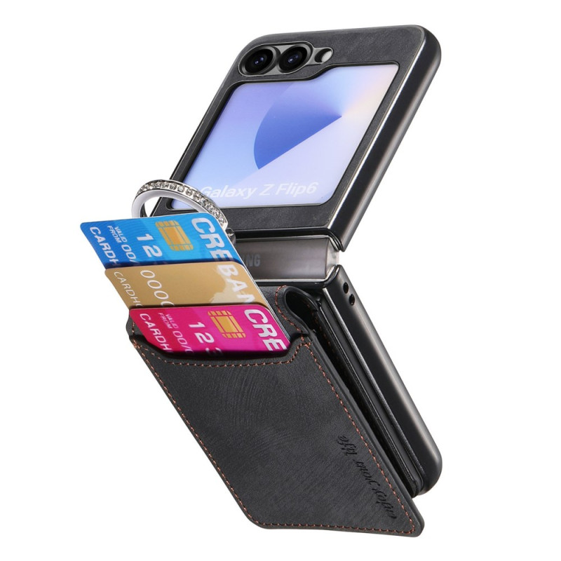 Samsung Galaxy Z Flip 7 FE / Z Flip 6 Funda Efecto Gamuza con Tarjetero