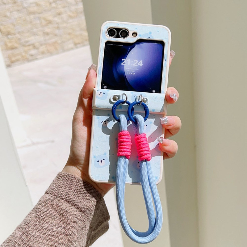Samsung Galaxy Z Flip 7 FE / Z Flip 6 Funda con diseño de oso y colgante
