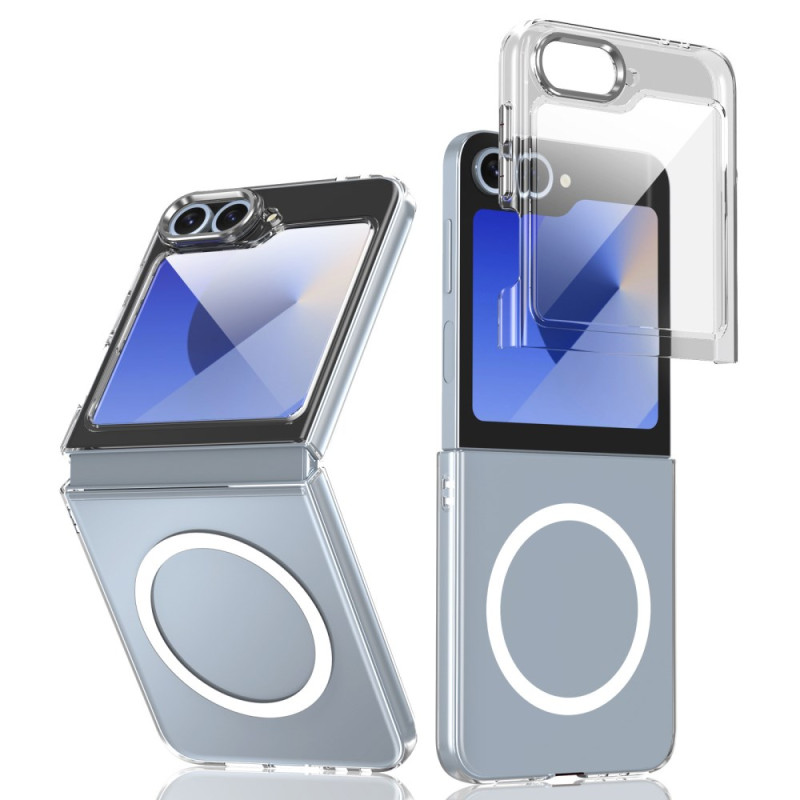 Funda MagSafe translúcida con protector de pantalla compatible con Samsung Galaxy Z Flip 7 FE / Z Flip 6