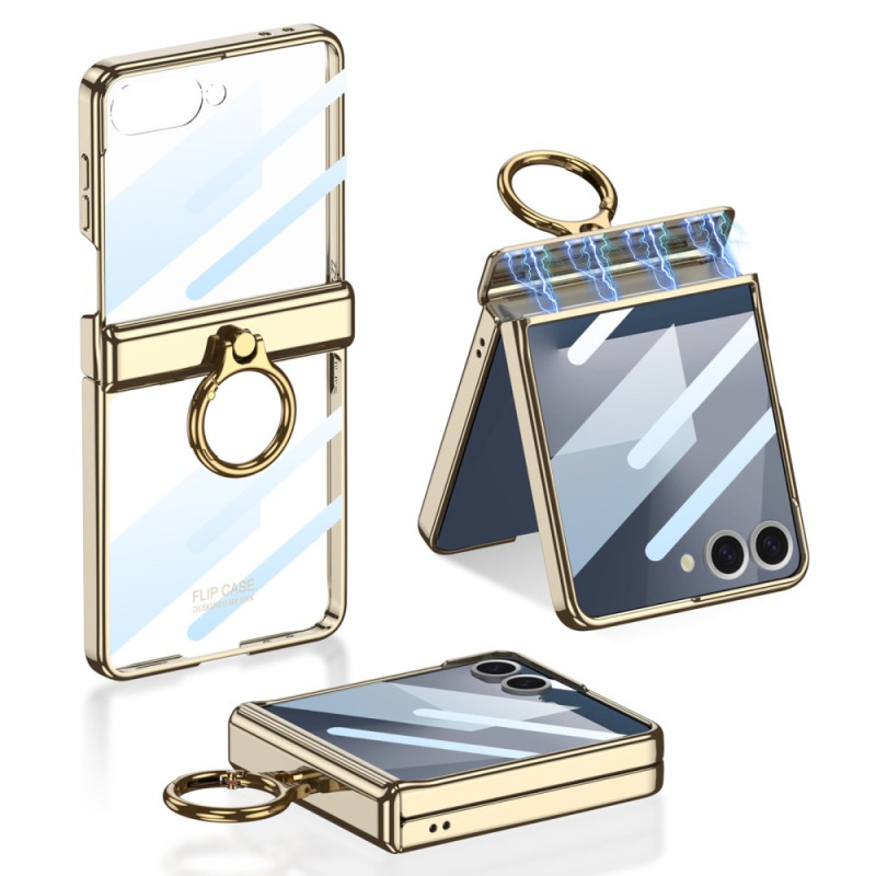 Funda transparente Samsung Galaxy Z Flip 7 con soporte magnético y protección GKK