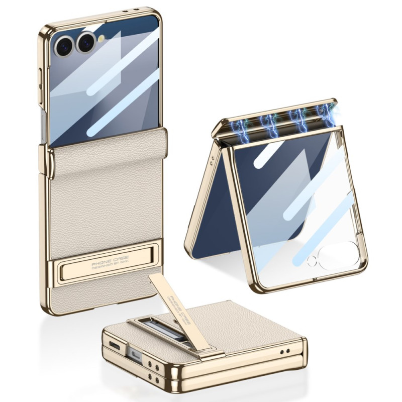 Funda de piel sintética y soporte GKK para Samsung Galaxy Z Flip 7