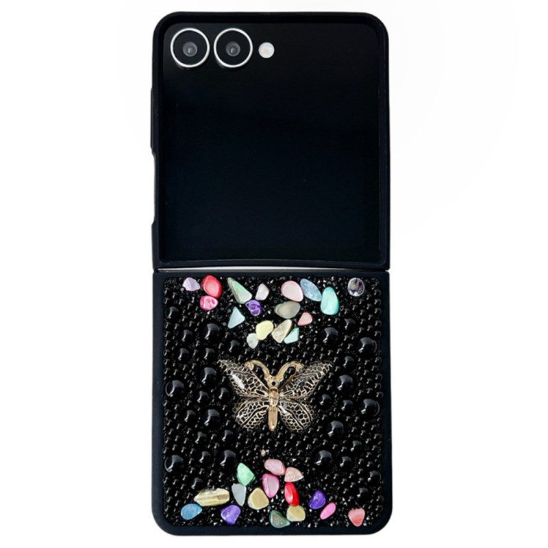 Samsung Galaxy Z Flip 7 Concha Decorativa Mariposa Rhinestone