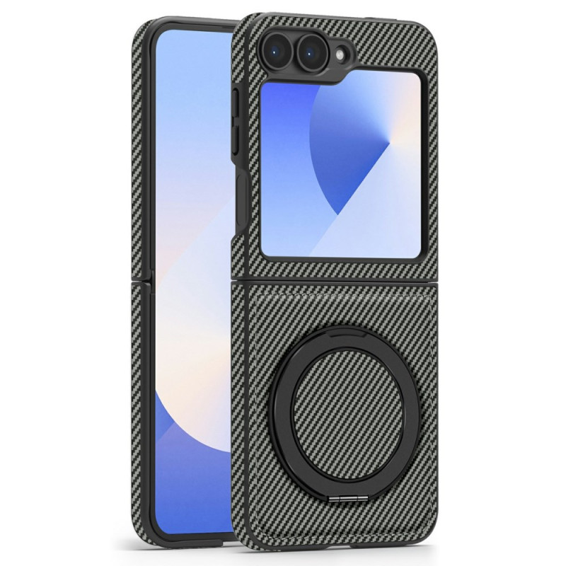 Samsung Galaxy Z Flip 7 FE / Z Flip 6 Funda magnética de fibra de carbono con soporte