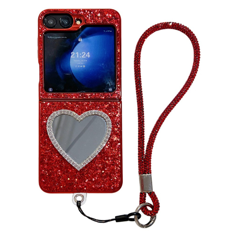 Funda con espejo y cordón para Samsung Galaxy Z Flip 7 FE / Z Flip 6