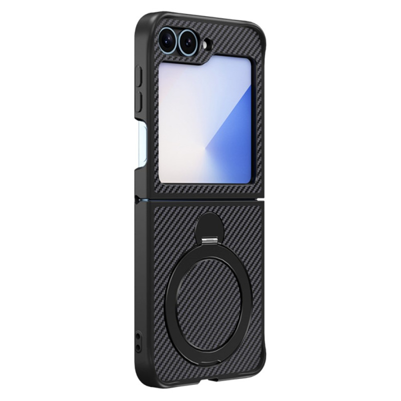 Funda Samsung Galaxy Z Flip 7 FE / Z Flip 6 Soporte magnético con diseño de fibra de carbono