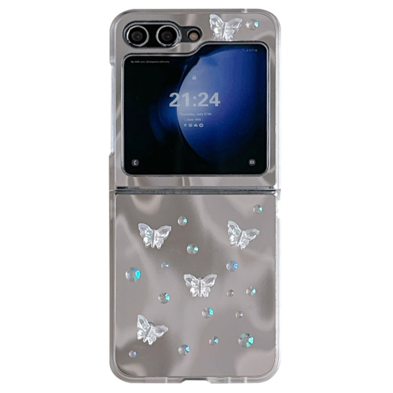 Funda espejo Samsung Galaxy Z Flip 7 FE / Z Flip 6 con pulsera de perlas