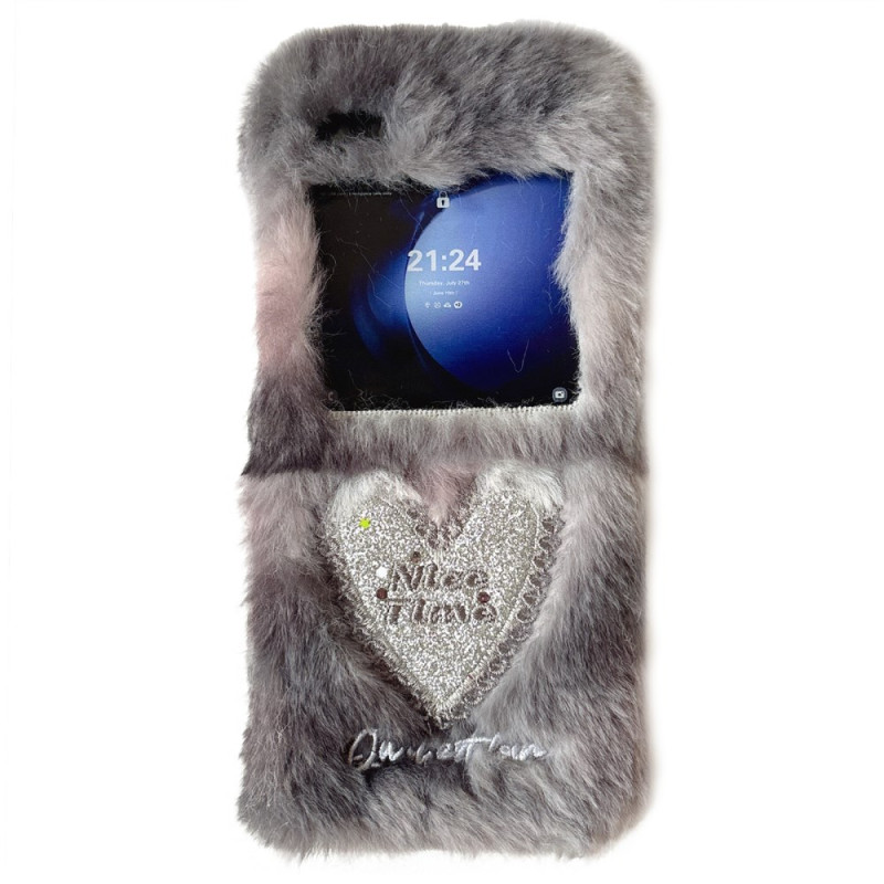 Samsung Galaxy Z Flip 7 FE / Z Flip 6 Funda de felpa con corazón