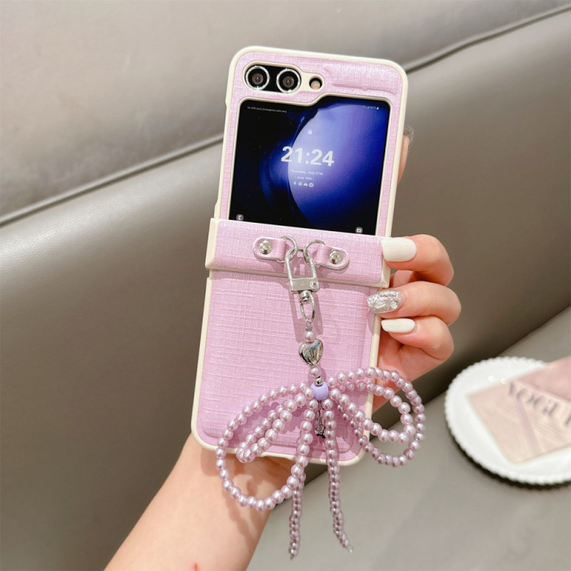Samsung Galaxy Z Flip 7 FE / Z Flip 6 Funda con colgante
 de cuentas y lazo 3D