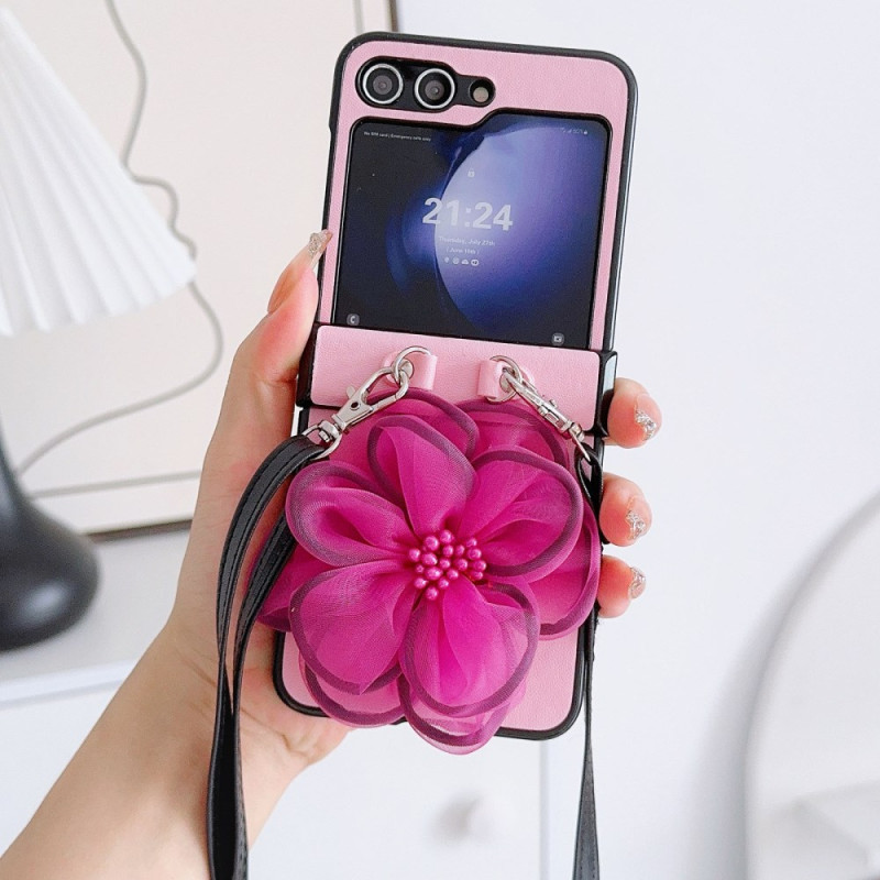 Funda de organza con flores para Samsung Galaxy Z Flip 7 FE / Z Flip 6