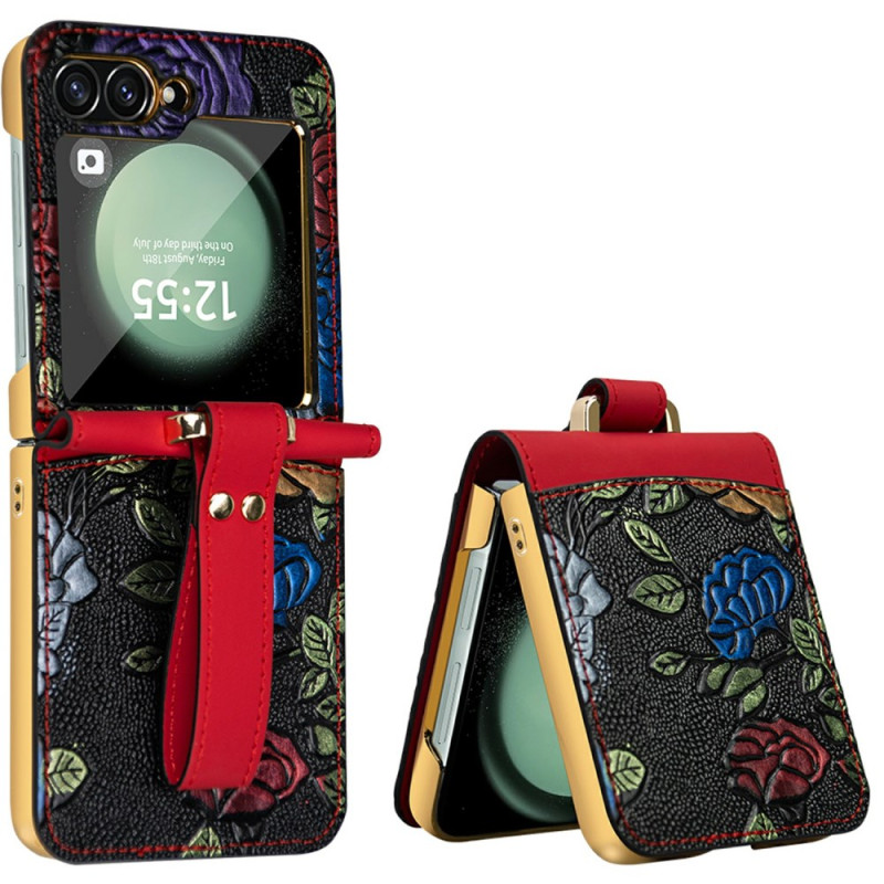 Funda Samsung Galaxy Z Flip 7 FE / Z Flip 6 Bandolera Diseño Floral