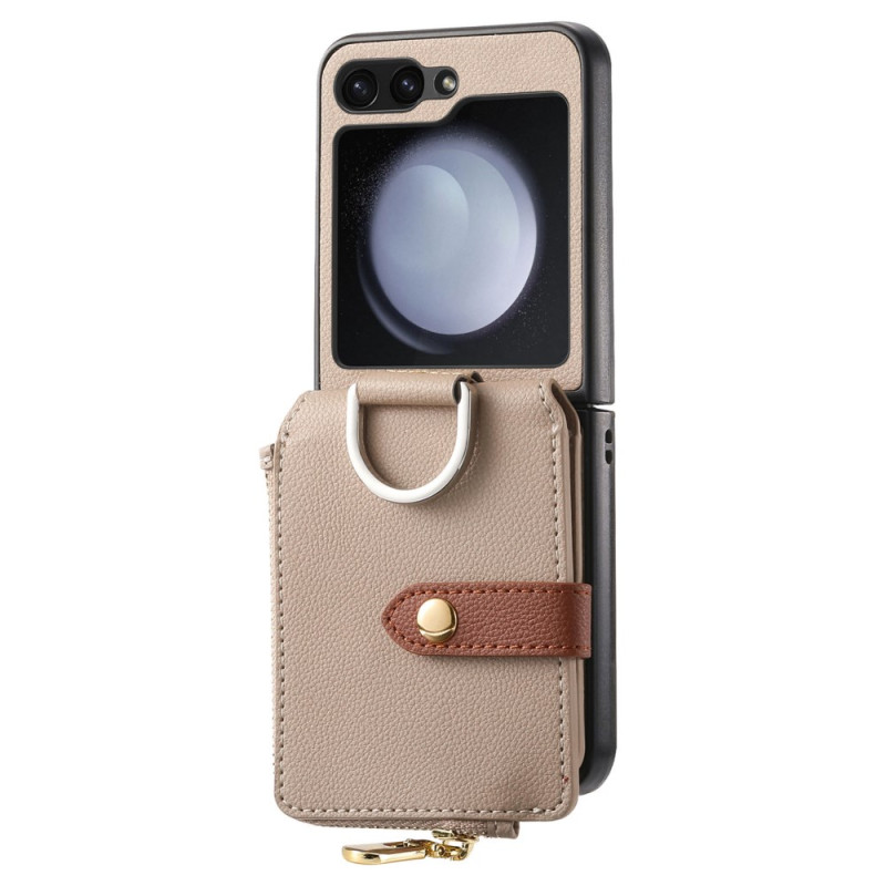 Funda Samsung Galaxy Z Flip 7 FE / Z Flip 6 Bolsillo con cremallera y anillo de soporte