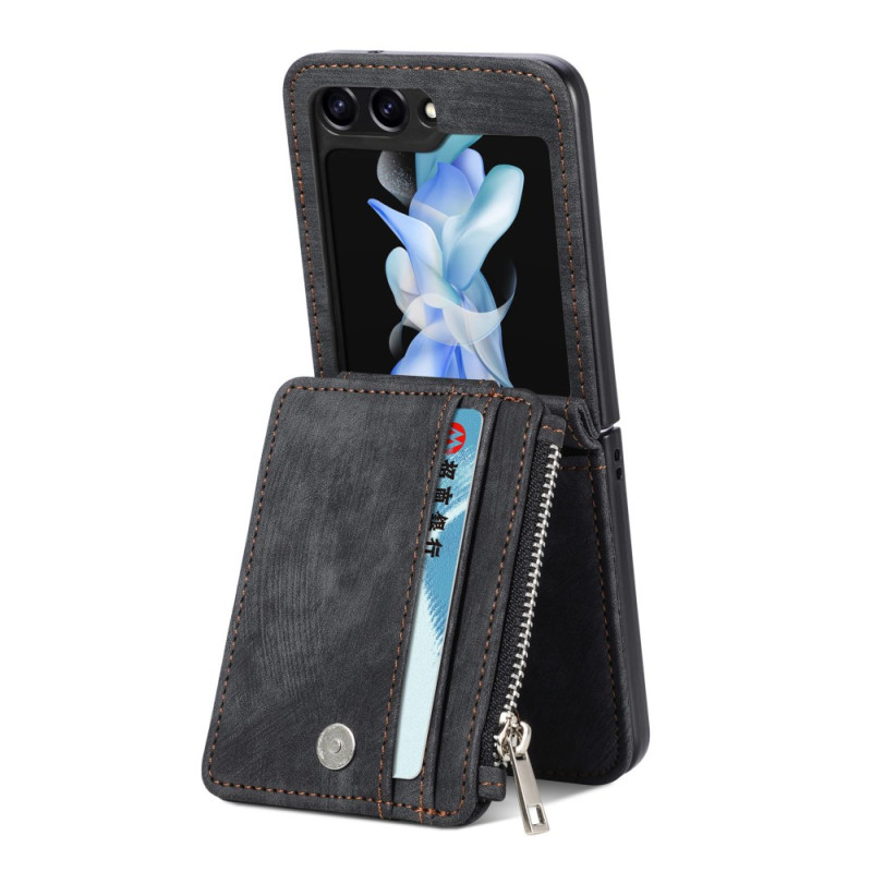 Funda Samsung Galaxy Z Flip 7 FE / Z Flip 6 Retro Soporte y tarjetero con cremallera
